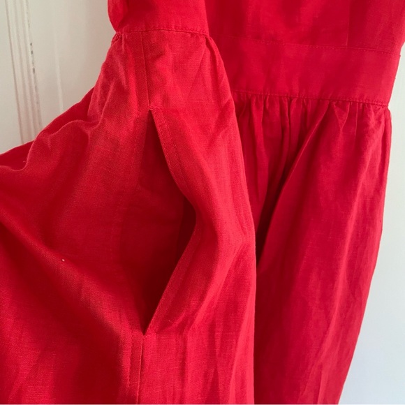 NEW J crew Red Sun Dress Linen Cotton Red Summer Dress NWT Small - Picture 4 of 11